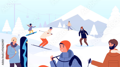Group of  people in a circle who play game in the snow