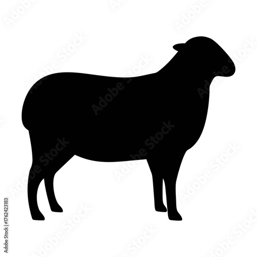 Black sheep silhouette vector graphic for farm animal designs and wool industry illustrations and art