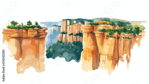 Copper Canyon. Copper Canyon hand drawn watercolor illustration