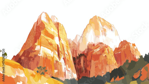 Zion National Park. Zion National Park hand drawn watercolor illustration