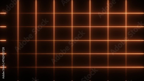 Abstract Orange neon grid lights animated on a dark background. abstraction neon Lines flickering. Abstract neon line icon animation glowing line Light effect icon on black background Neon lights.
