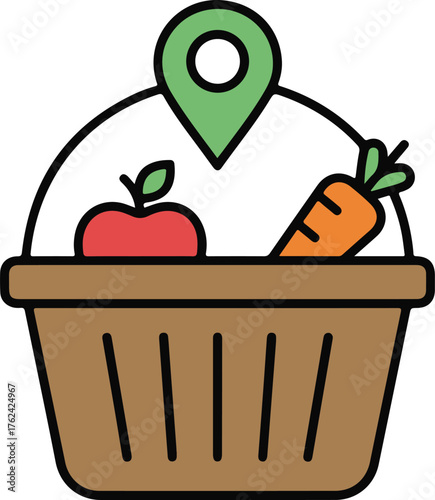 vector illustration local fresh produce & market location icon 
