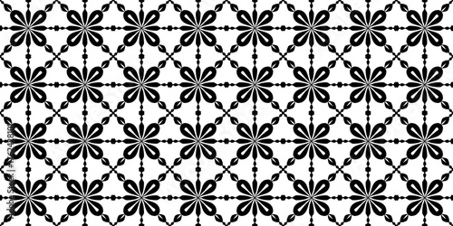 Minimal Geometric Floral Mandala Seamless Pattern.