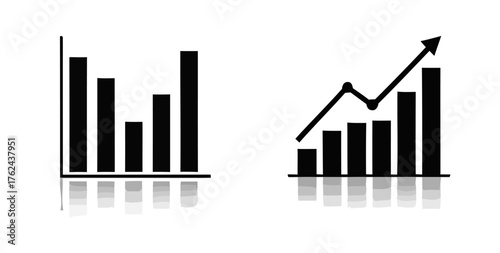 Bar Chart Showing Growth and Decline with Upward Trend Arrow.