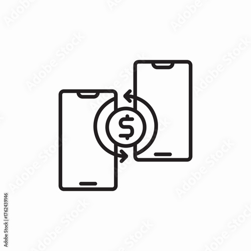 phones funds transfer icon sign vector