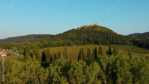 Drone footage from a beautiful anciant castle Szigliget in Hungary