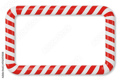 Festive red and white striped candy cane frame, evoking holiday cheer and sweetness.