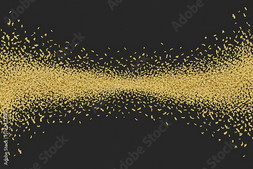 Golden particles cascade across a dark background, creating a shimmering, abstract, celebratory effect.