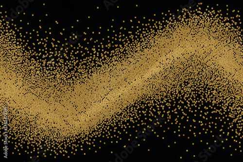 Golden particles scattered across the frame, creating a shimmering, abstract, and dynamic visual effect.