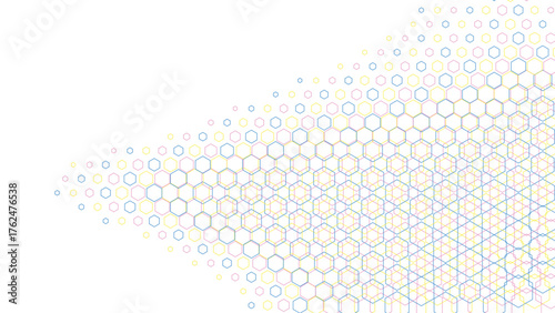 Honeycomb circles drifting from the corner, pastel rings weaving a luminous lattice, airy geometry on white, playful yet refined composition, perfect for tech branding, dashboards, posters, clean mode