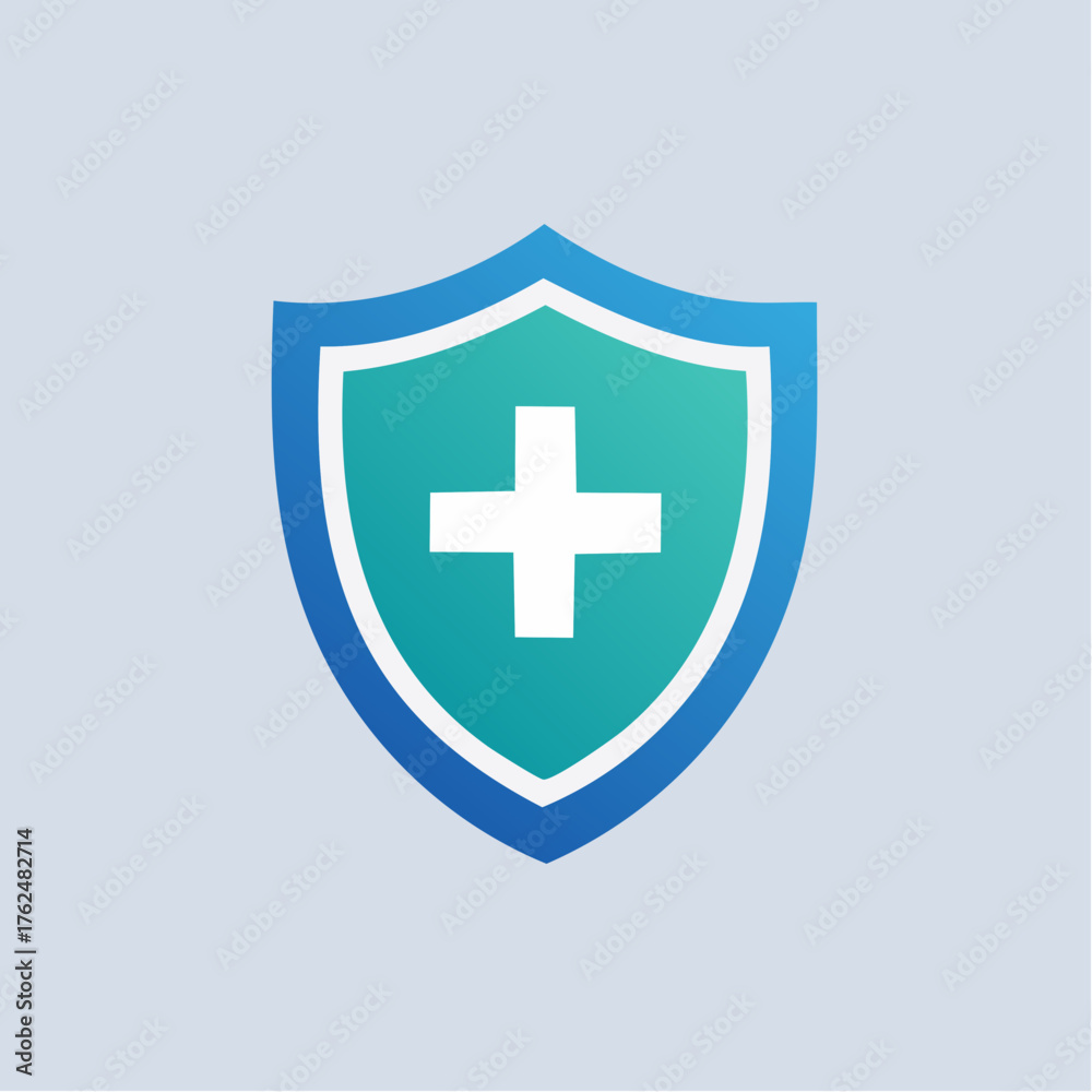 Obraz premium A symbolic shield design featuring a cross, representing healthcare security and protection