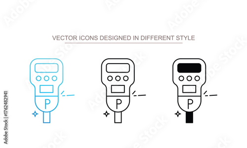 Parking Meter icon set multiple style collection