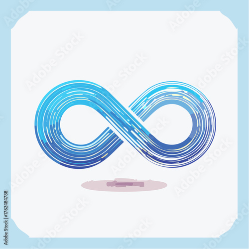 Abstract illustration depicting an infinite concept using blue and white flowing lines
