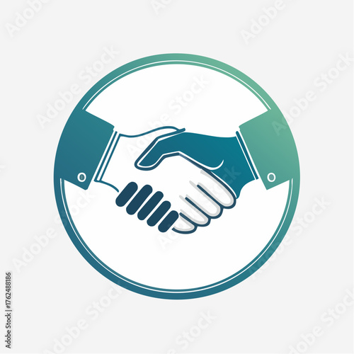 Conceptual illustration depicting agreement, partnership, and successful business relations in a circle