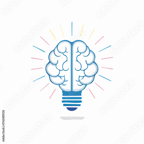 Creative concept depicting a brain in the shape of a lightbulb representing innovation and ideas