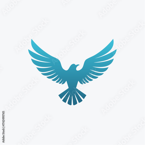 Elegant gradient blue bird logo design featuring spread wings on a bright background