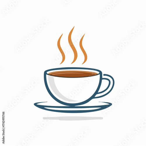 Minimalist coffee cup graphic with steam emanating upwards against a plain white background