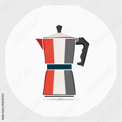 Stylized Vector Illustration of a Moka Pot Coffee Maker in a Minimalist Design