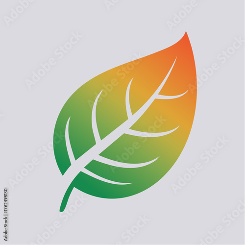 Vibrant Gradient Leaf Depiction Against a Neutral Background for Natural and Organic Themes
