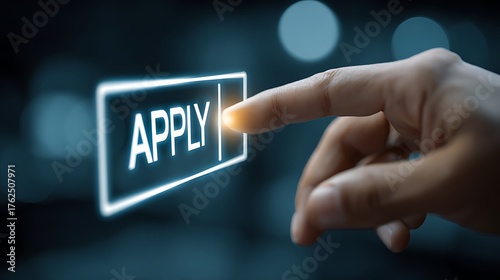 Click apply button online application form submission process now concept.