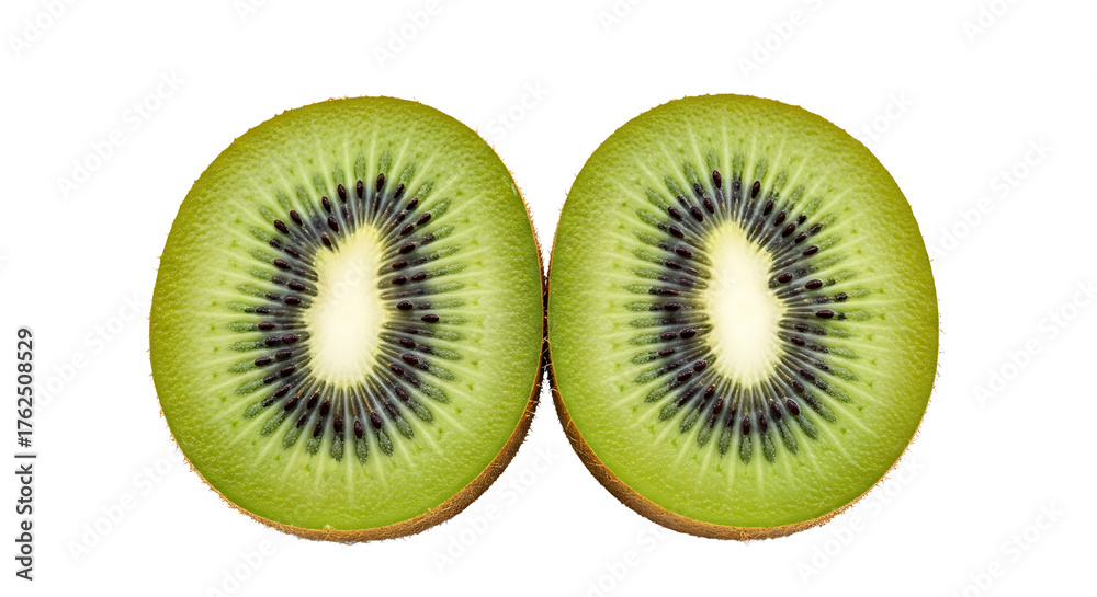 Fototapeta premium Kiwi fruit halves close-up shot isolated on a transparent background