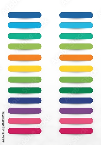 Colorful Rounded Rectangular Buttons and Labels Vector Set.