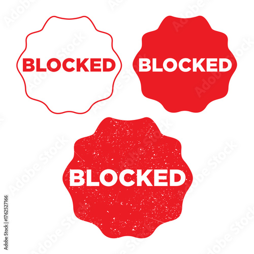 Blocked Stamp Vector – Red Rubber Seal Restricted Access Icon	