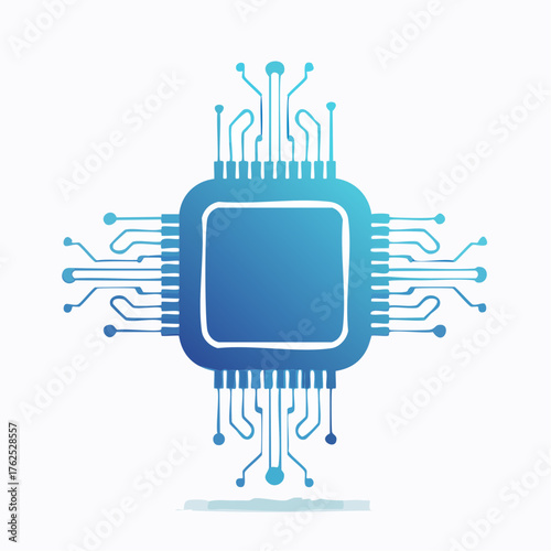 Intricate blue microprocessor design showcasing technology and network connectivity