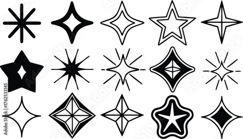 Abstract geometric  star composition with bold colors and clean lines suitable for modern design projects