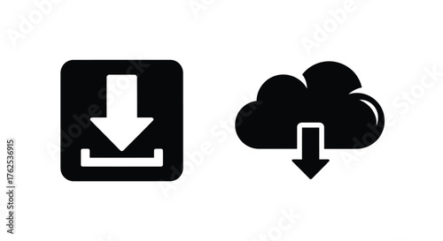Download icon next to a cloud with an arrow pointing down