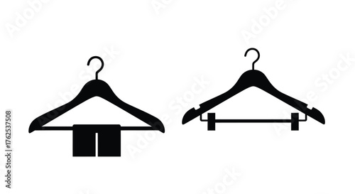 Simple black hanger icons with a pant illustration fashion accessory