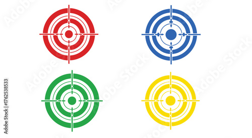 Four colorful target icons with concentric circles and crosshairs displayed