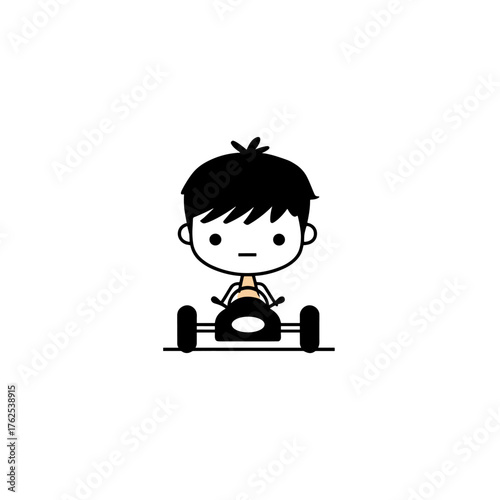 Race Car Driver. Race Car Driver simple black and white line art vector logo