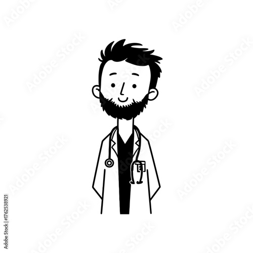 Veterinarian. Veterinarian simple black and white line art vector logo