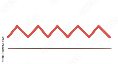 Red zigzag line pattern with straight line below for design element or visual representation purpose use