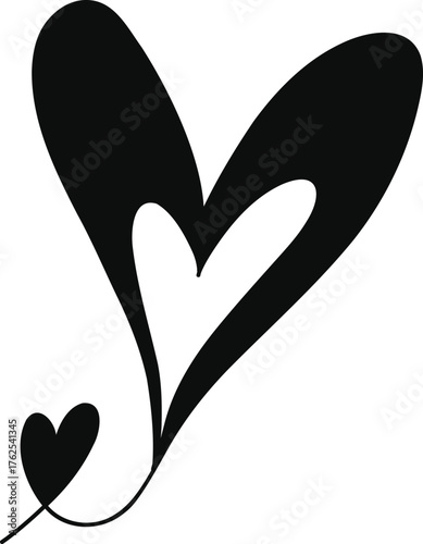 Heart clip art design on plain white transparent isolated background for card, shirt, hoodie, sweatshirt, apparel, tag, mug, icon, poster or badge