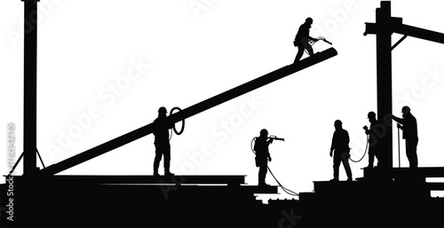 Cabinet assembly illustration, construction worker, power drill, screwdriver use, wall cabinet, safety helmet, carpentry process, furniture installation, repair work, training skills