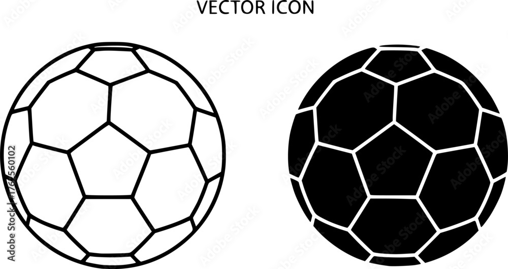 Fototapeta premium ofvs118 OutlineFilledVectorSign ofvs - soccer ball vector icon . isolated transparent . football sign . sport equipment . black outline and filled version . AI 10 / EPS 10 . g11440