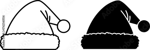 ofvs164 OutlineFilledVectorSign ofvs - santa hat vector icon . isolated transparent . black outline and filled version . AI 10 / EPS 10 . g11503

