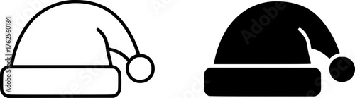 ofvs164 OutlineFilledVectorSign ofvs - santa hat vector icon . isolated transparent . black outline and filled version . AI 10 / EPS 10 . g11503
