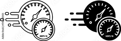 ofvs294 OutlineFilledVectorSign ofvs - speedometer tachometer vector icon . speed motion . tacho . fast car . isolated transparent . black outline and filled version . AI 10 / EPS 10 / PNG . g11634
