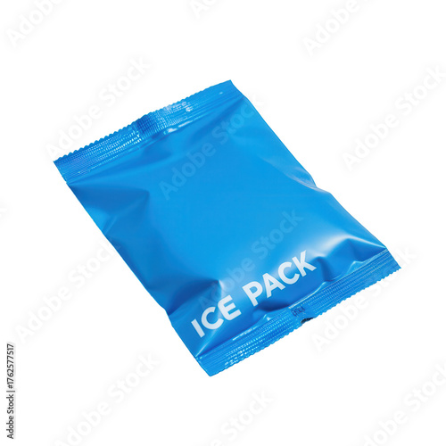 Bright Blue Ice Pack in a Sealed Plastic Wrapper for Cooling Relief