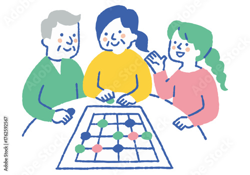 Men and women playing games at a nursing home_color