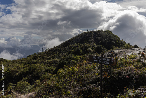 Exploring Caracas, Venezuela. Mountaineering in Waraira Repano National Park. View of Avila Peak - Hotel Humboldt from Lagunazo