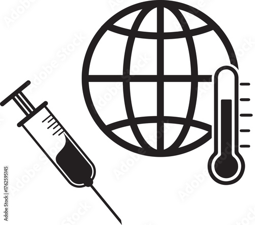 Global Health Crisis and Vaccination Icon Concept
