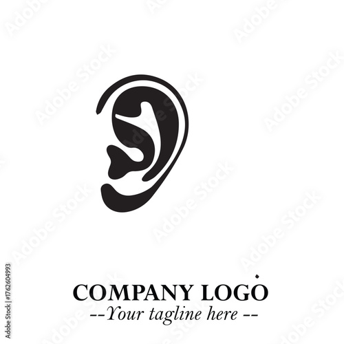 Modern Ear Logo Symbol with Minimalist Line Art Style and Elegant Professional Design
