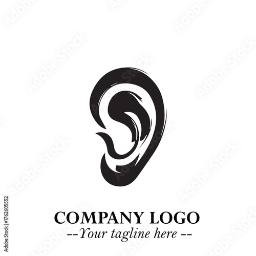 Modern Ear Logo Symbol with Minimalist Line Art Style and Elegant Professional Design
