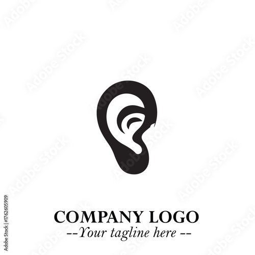 Modern Ear Logo Symbol with Minimalist Line Art Style and Elegant Professional Design
