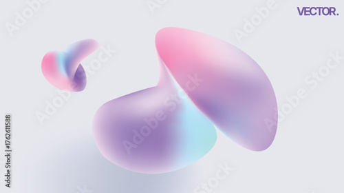 Beautiful Iridescent Pastel Fluid 3D Blobs A Futuristic Abstract Gradient Background Design