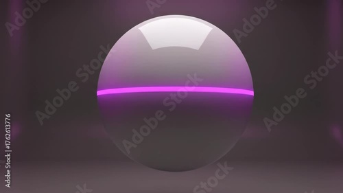 A sleek, white orb with a blue luminous line floats against a deep-green background